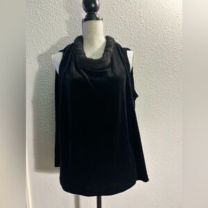 VTG Velvet R&K Evening Women’s Blouse with Fur Trim Collar